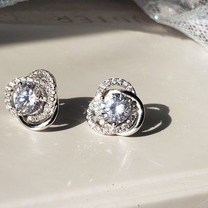 Cubic Zirconia Small Sterling Silver Earrings Post